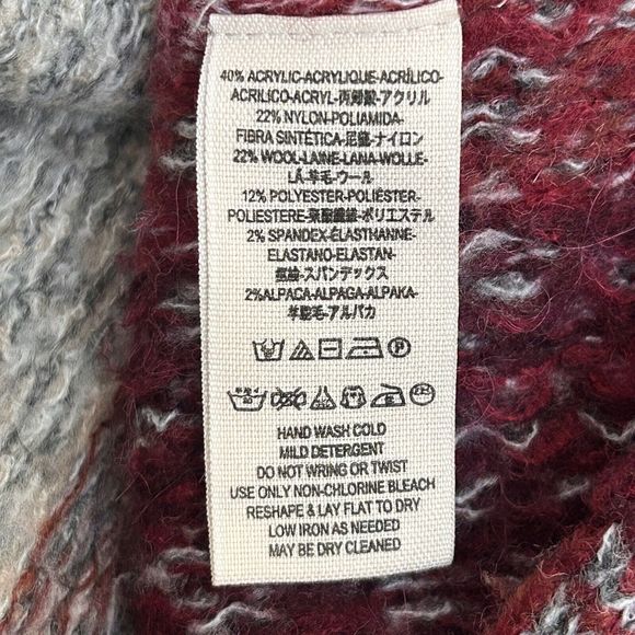 Free People Poncho Sweater Women Medium Willow Diamond Fair Isle Boho Wool Blend - Picture 10 of 11